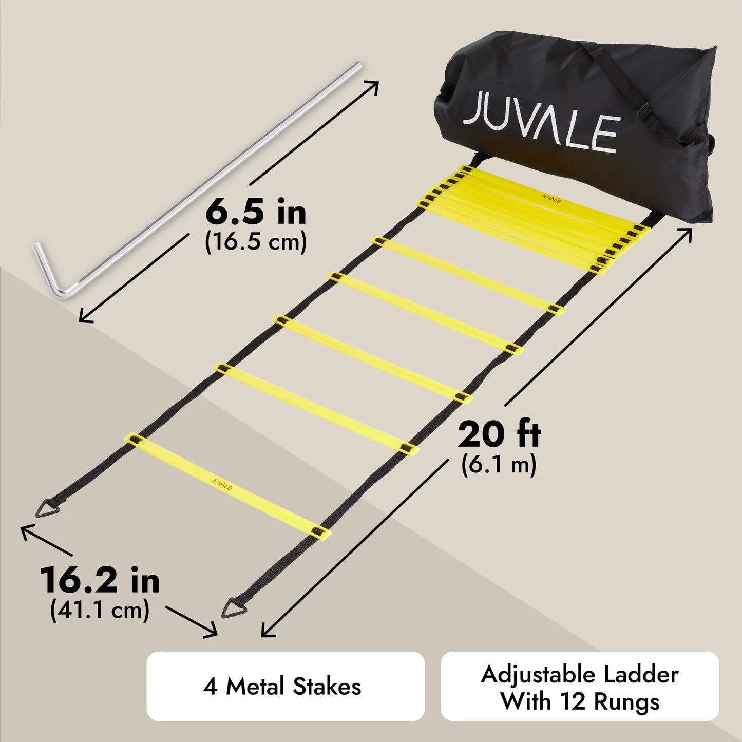 Adjustable Straps Agility Ladder, 16.18 X 8.54 X 4.40 Inches, Yellow