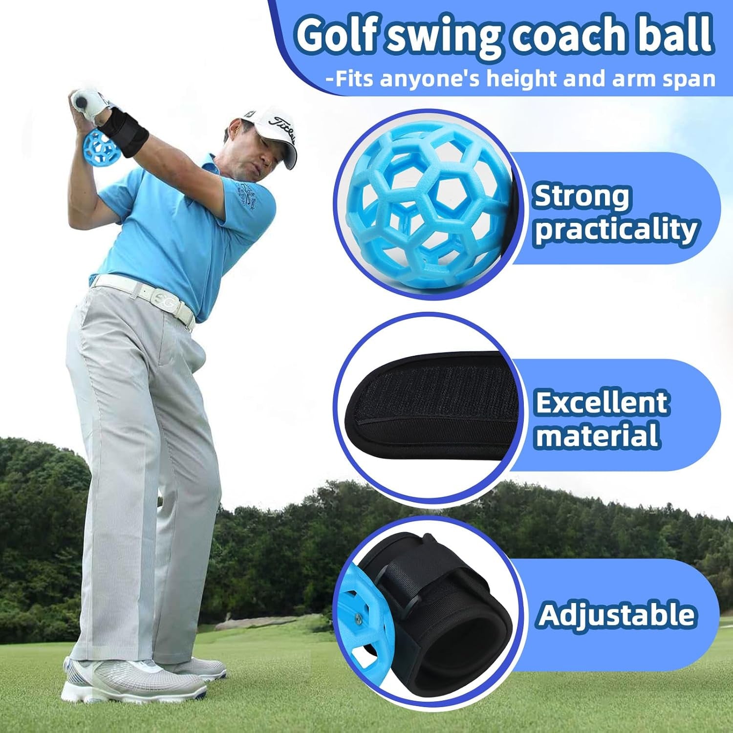 Smart Ball Golf Training Aid Golf Swing Trainer Ball, Practical Training Aid for Golf, Intelligent Ball for Beginner Posture Training, Golf Wrist Strap Training Ball