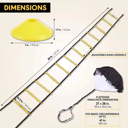 Adjustable Straps Agility Ladder, 16.18 X 8.54 X 4.40 Inches, Yellow