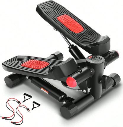 Stepper with Resistance Bands, Hydraulic Mini Stepper with LCD Monitor, Full Body Cardio Steppers for Exercise at Home